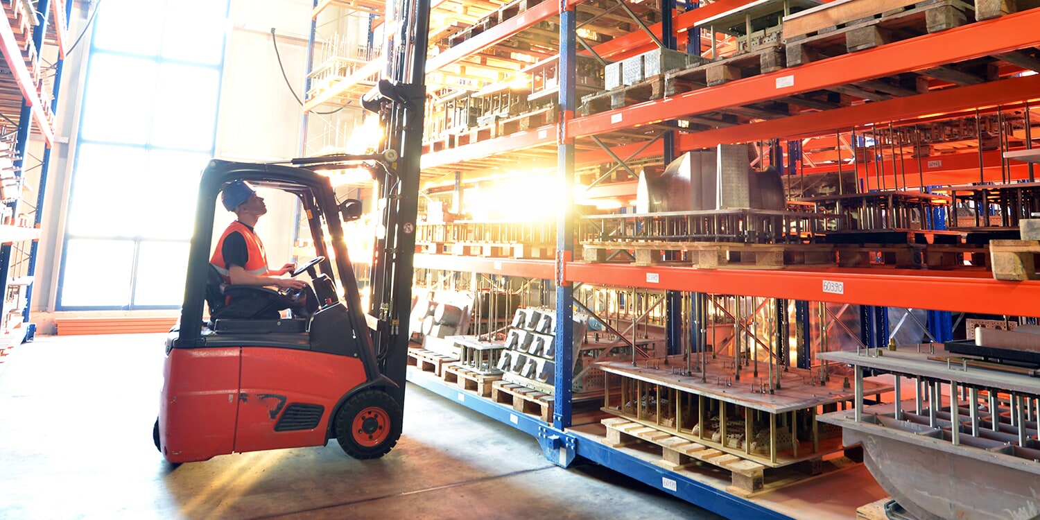 Photo of a forklift in a warehouse