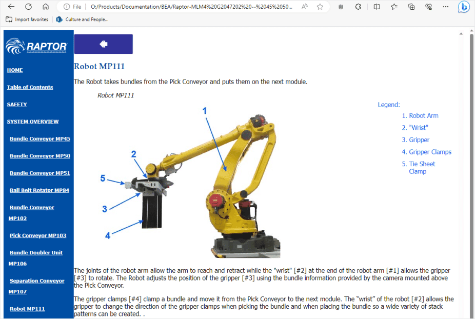 Screenshot of machines’ touchscreens manuals.