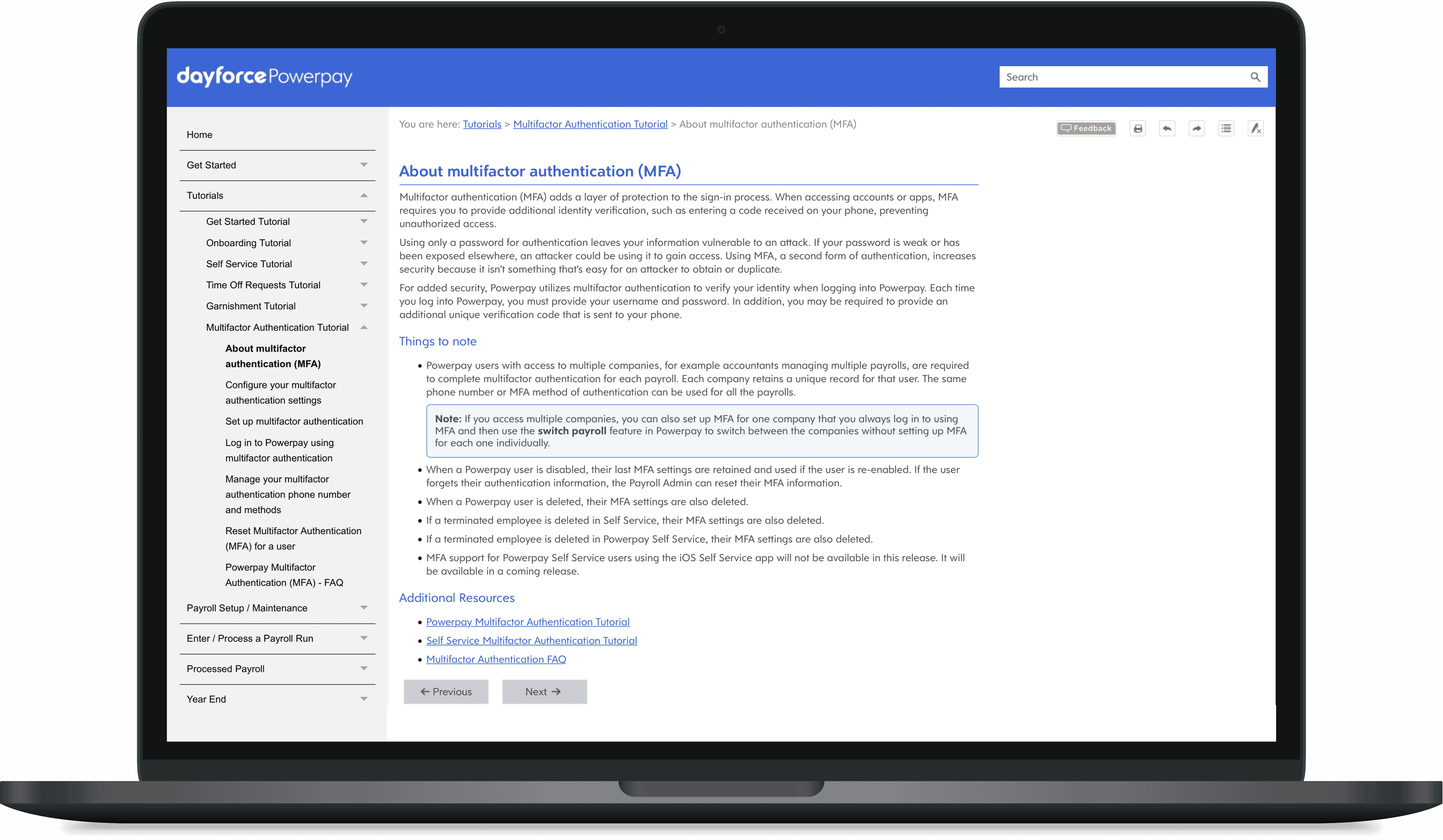 Ceridian tutorial created with MadCap Flare 