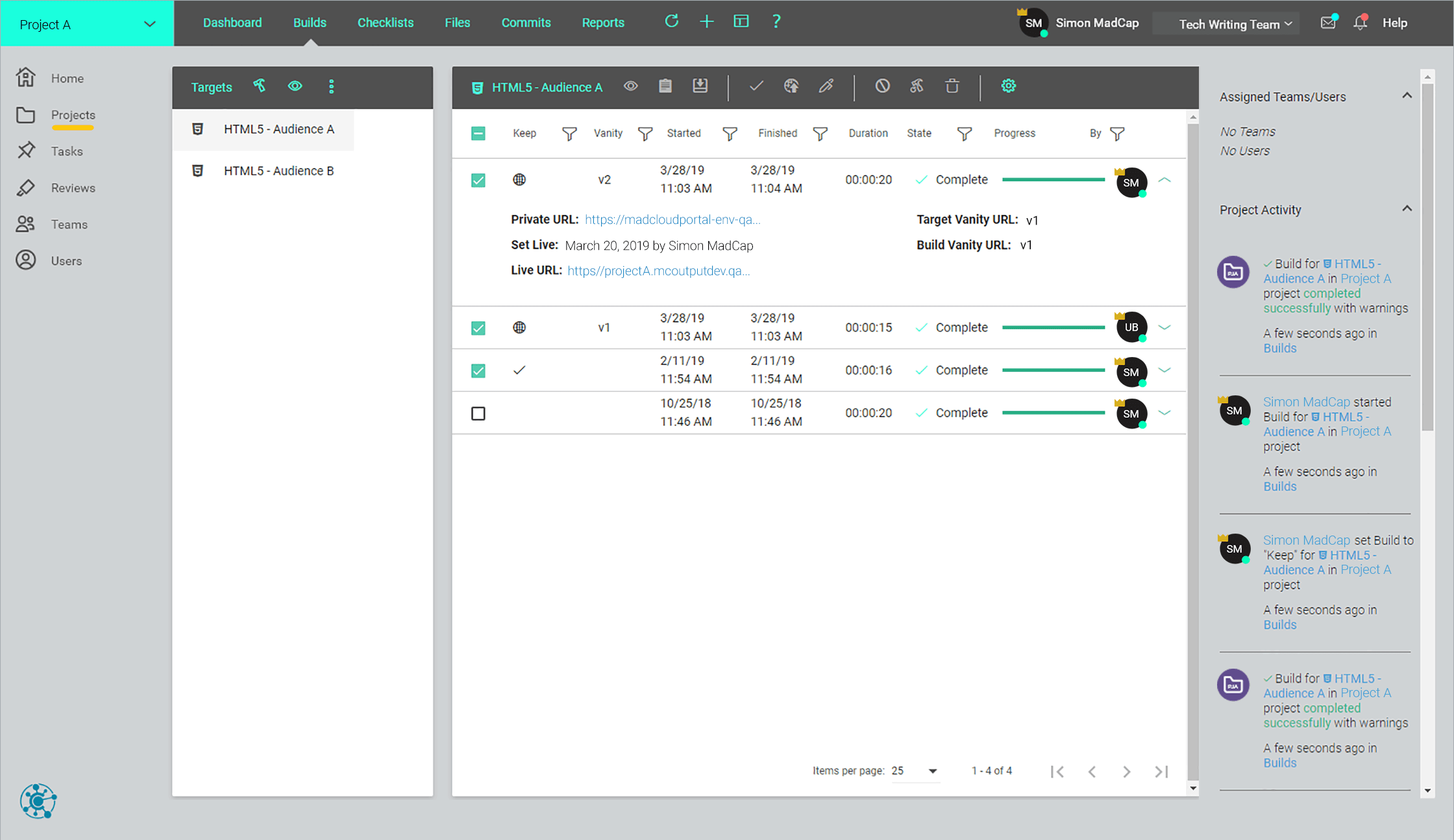 Build Management screen