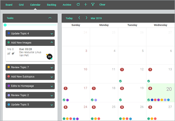 redesigned MadCap Central calendar screen