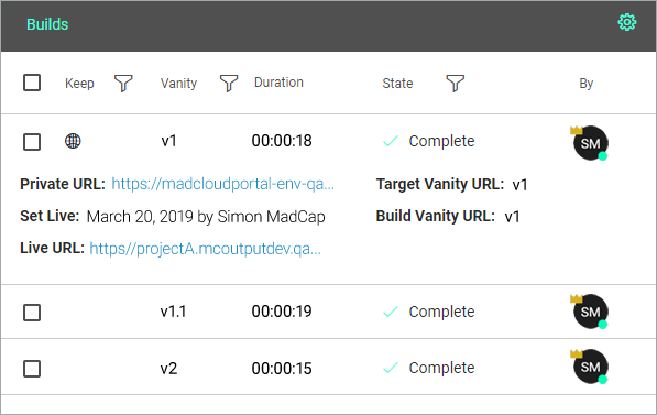 expanded and collapsed build screen rows