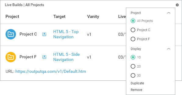 the filtering context menu