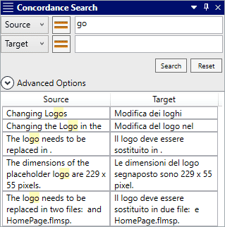 Translation Concordance Search Screenshot