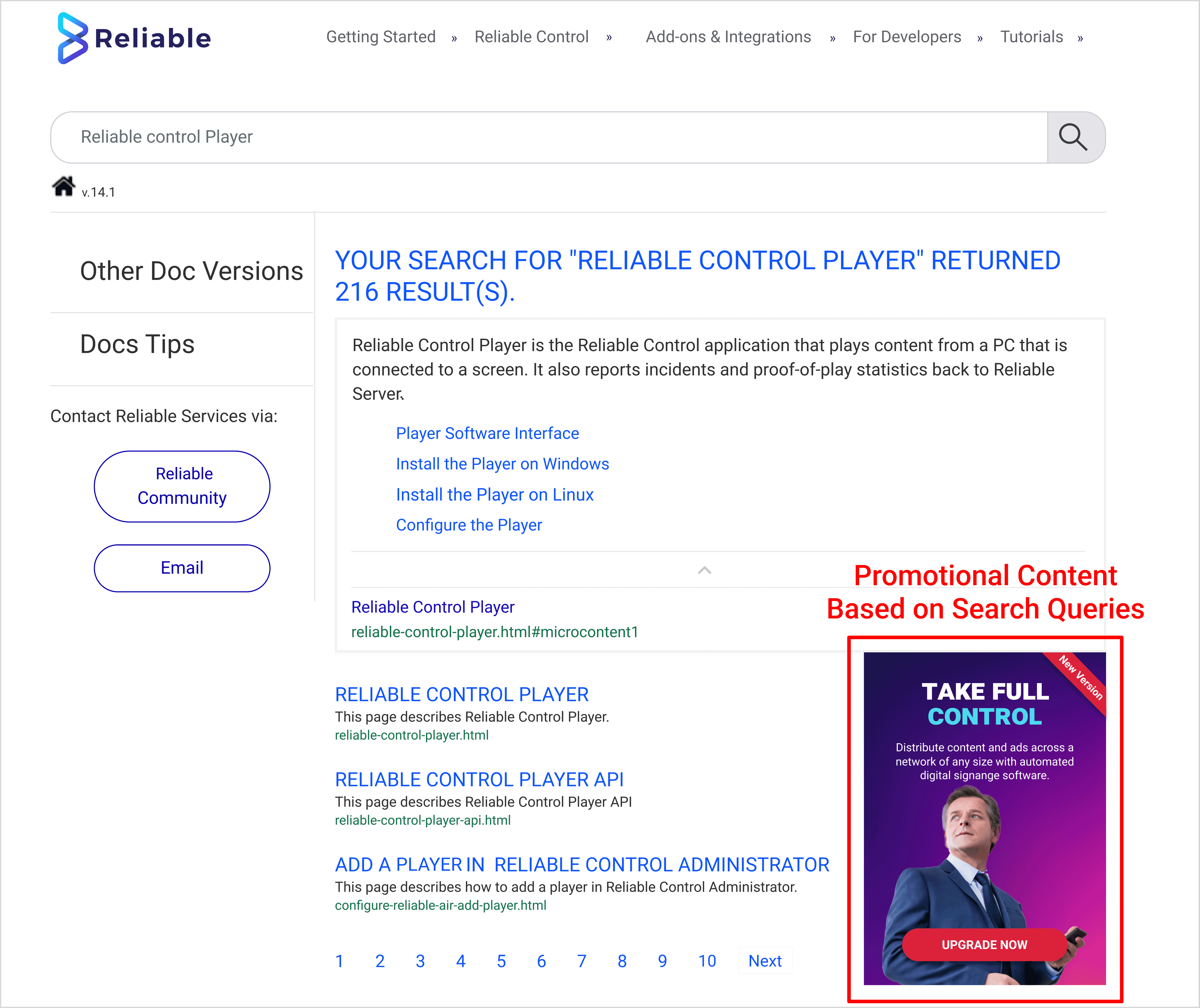 page with knowledge panel