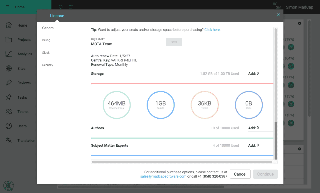 License Settings