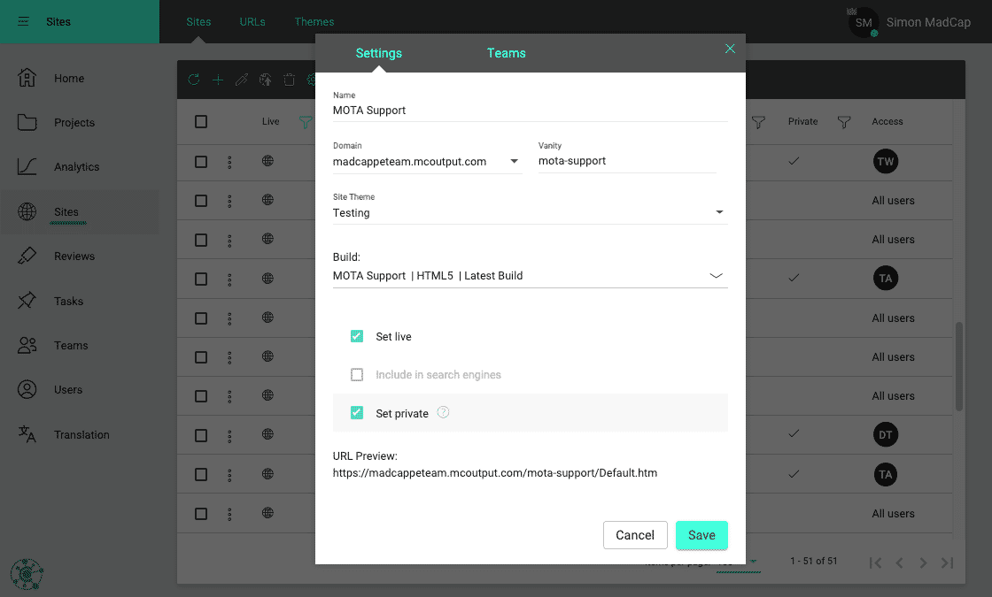 Privacy Settings Screenshot