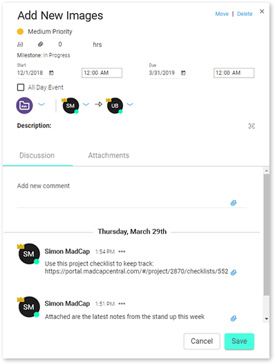 MadCap Central Task Panel