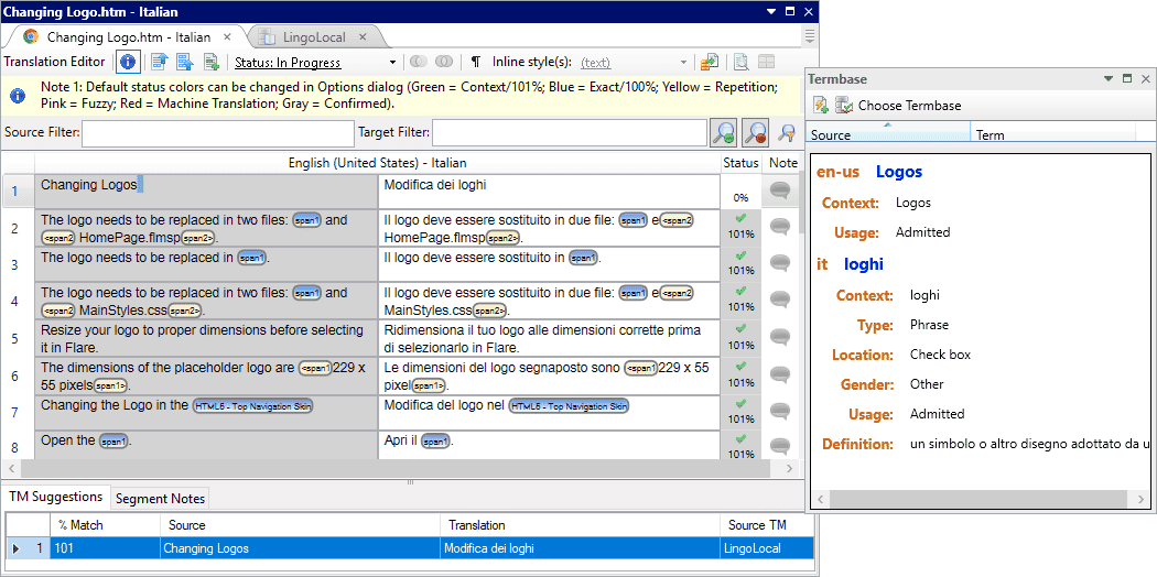 Translation Termbases Screenshot